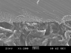 SEM image of zirconia - porcelain interface
