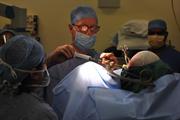 Prof Gill inserting a biopsy needle