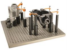 Fixturing example on a CMM plate 300 mm x 300 mm