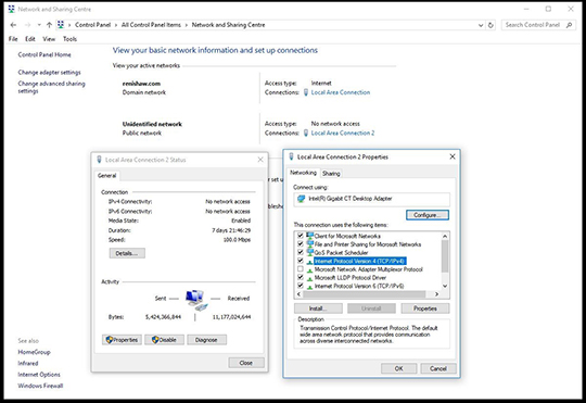 Technical drawing: Technical drawing: Setting the IP address of the PC 4
