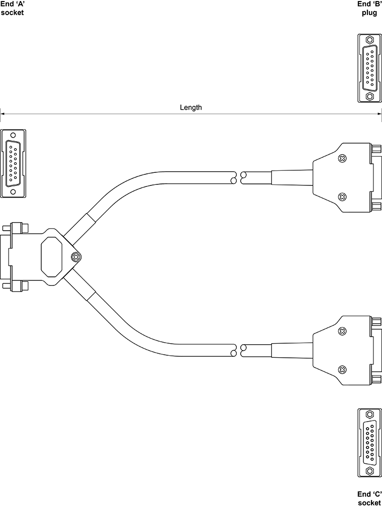Technical drawing: Technical drawing: Controller flex comm cable