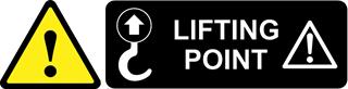 Lifting point warning label with warning triangle