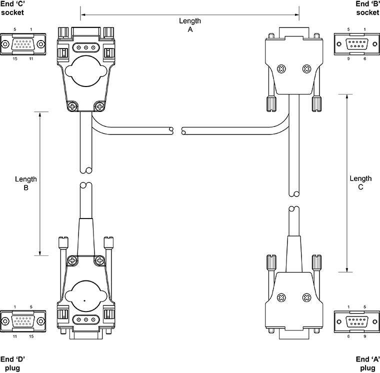 Four-way linking cable