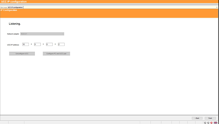 Technical drawing: Technical drawing: Setting the IP address of the UCC controller 5