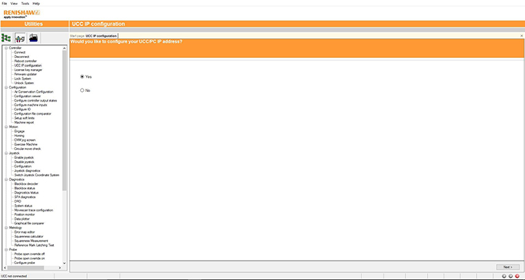 Technical drawing: Technical drawing: Setting the IP address of the UCC controller 1