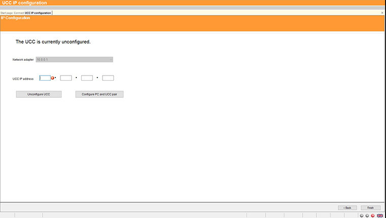 Technical drawing: Technical drawing: Setting the IP address of the UCC controller 4