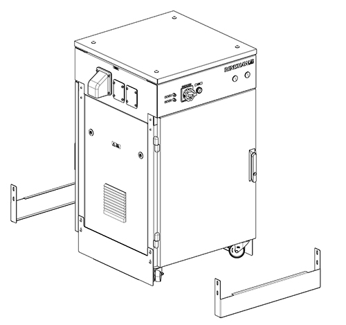 Technical drawing: Technical drawing: CMM controller cabinet - kick plate installation - step 2