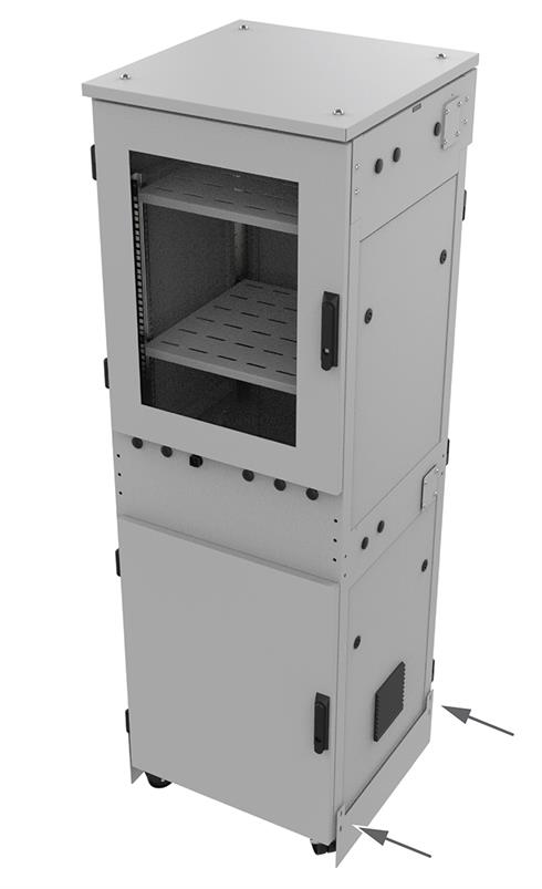 Kiosk workstation and side plates with arrows