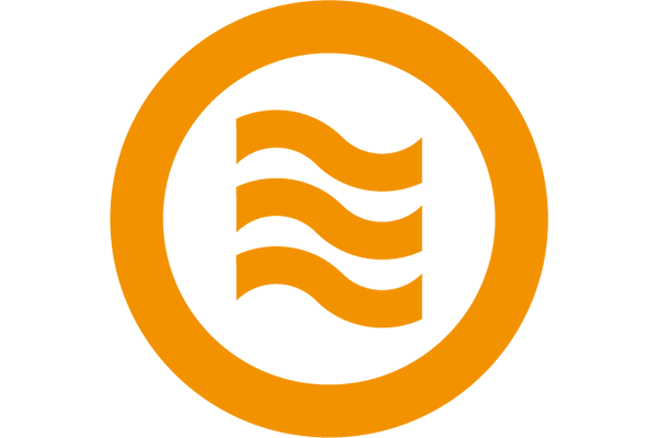 Icon of thermal optimisation. A thick orange circle with three lines of waves in the centre