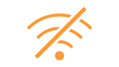 橙色图标 — 对角斜线穿过WiFi信号条
