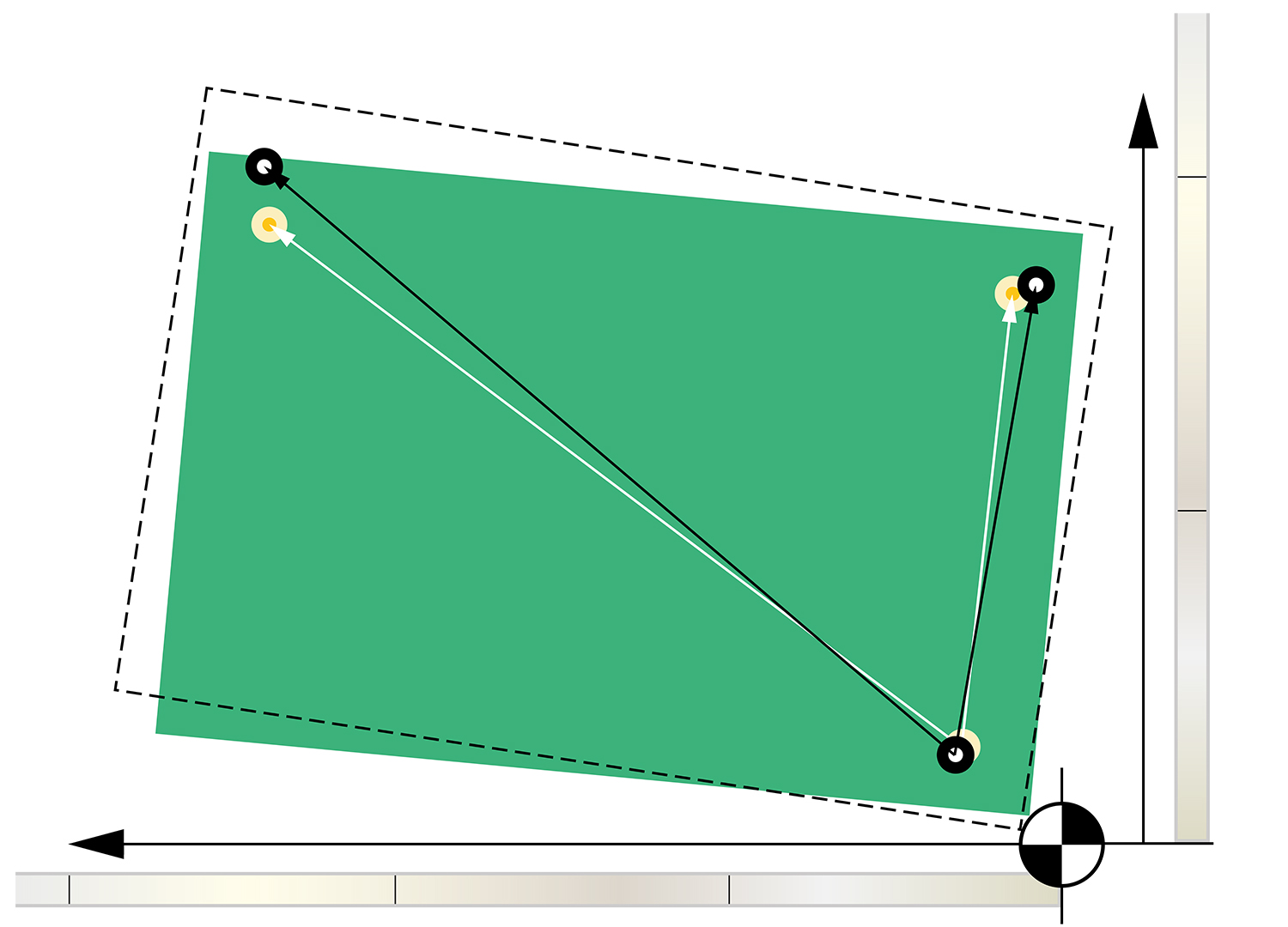 Top view of a clamped PCB board prior to SMT placement.