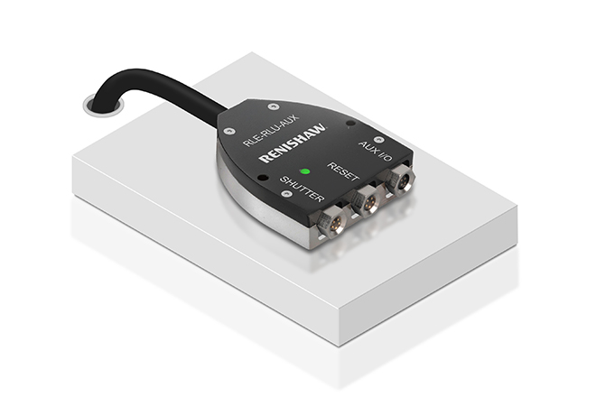 Auxiliary interface for laser encoder upgrade, on a white plinth