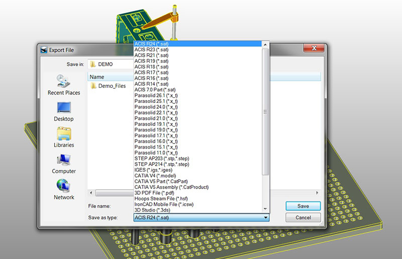 FixtureBuilder V8.0中显示的3D CAD