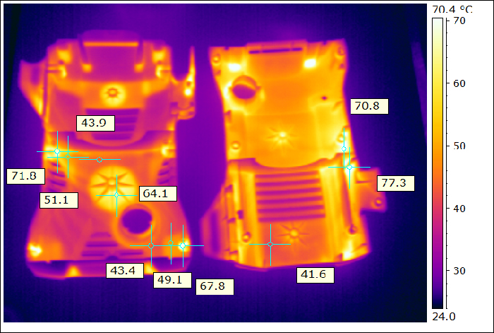 Thermography of the ejector side of the original mould tool